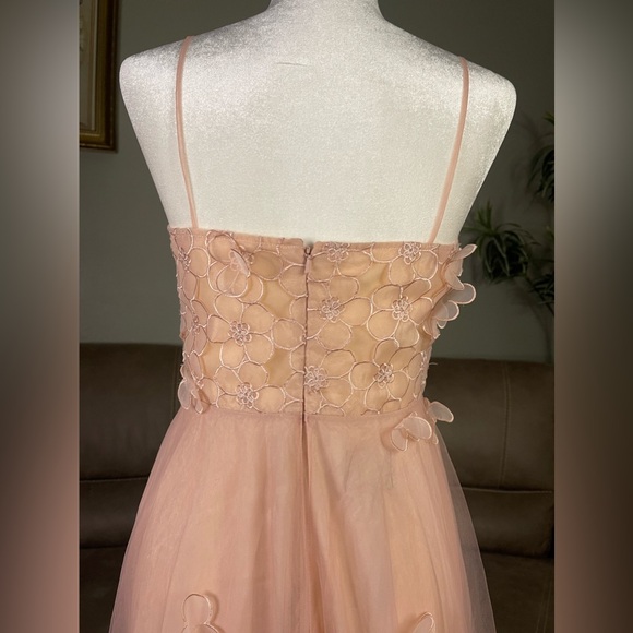 NWT Zac Posen Blush Floral Appliqué Tulle Gown Sz 6 Formal Holiday Event Gala - Picture 8 of 11